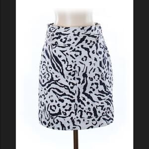 Cremieux navy and white leopard print mini skirt,  size 2